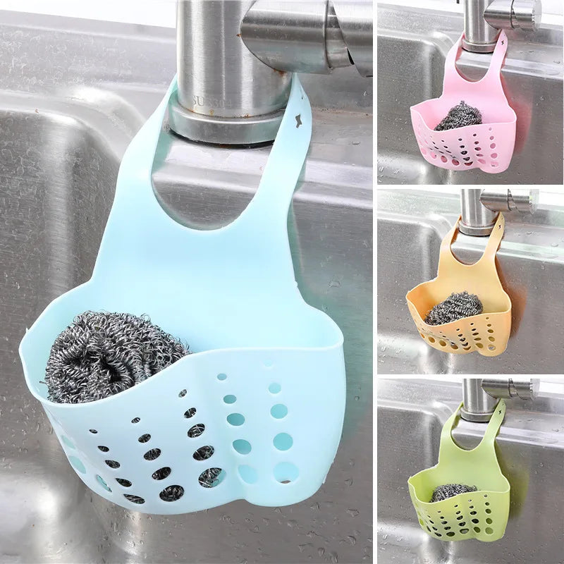 Portable Home Kitchen Bathroom Sink Sponge Hanging PVC Shelving Rack Drain Faucet Storage Pail Shelves Tools Holder