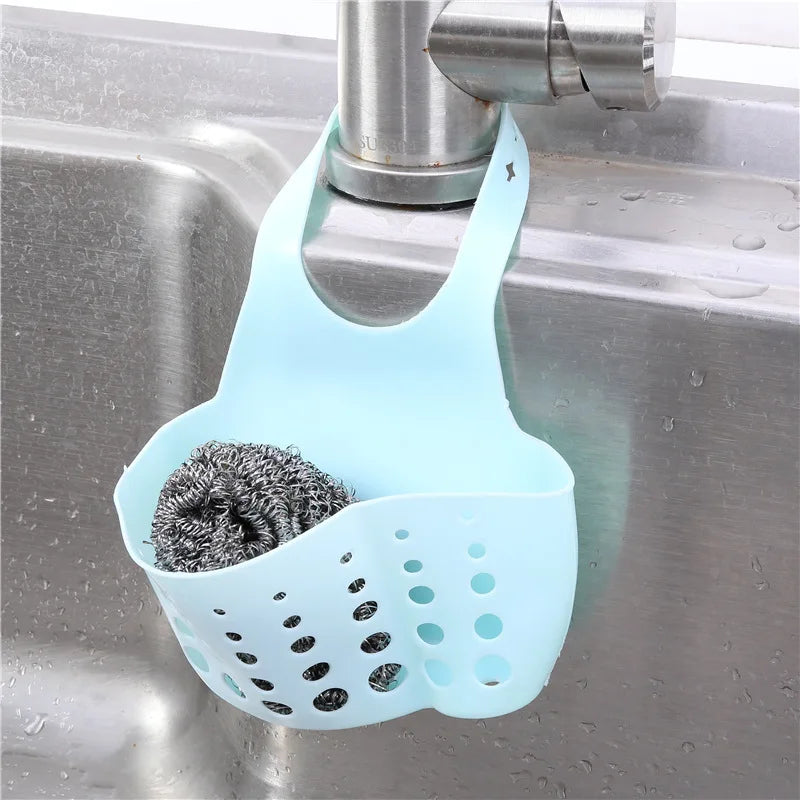 Portable Home Kitchen Bathroom Sink Sponge Hanging PVC Shelving Rack Drain Faucet Storage Pail Shelves Tools Holder