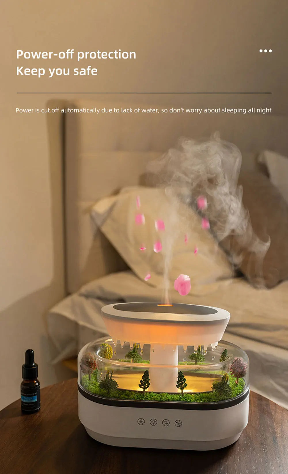 New Raindrop Green Landscape Humidifier, Air Humidifier Diffuser with Essential Oil Aromatherapy Function, Suitable for Home Use