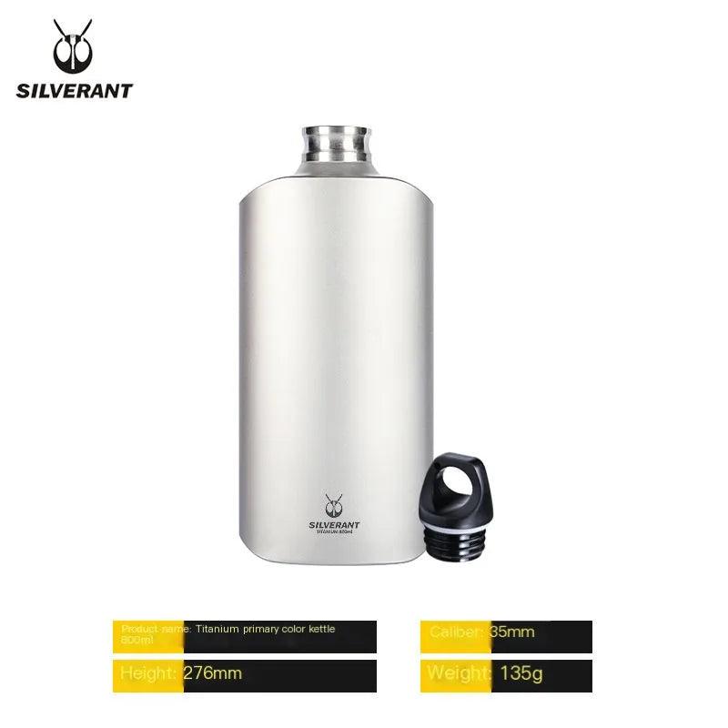 800ml Advanced Pure Titanium Water Bottle Outdoor Sports Mountaineering Narrow Mouth Cup Large Capacity Portable Wine Bottle