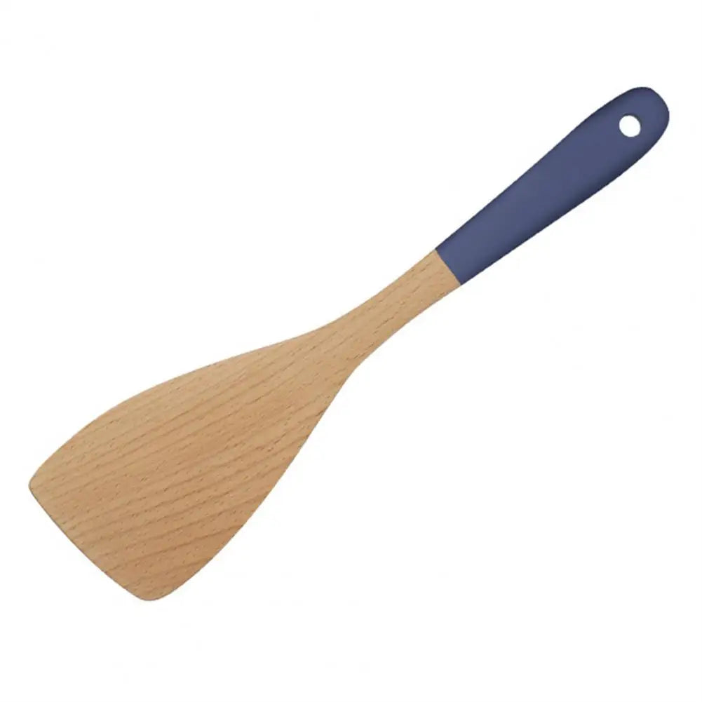 Soup Spoon Fried Spatula Long Handle Heat Resistant Non-stick Beech Wooden Cooking Rice Spatula for Kitchen