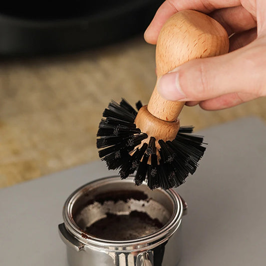 Portafilter Cleaning Brush Barista Espresso Coffee Tamper Cleaning Brush 51mm 54mm 58mm Tool with Wooden Handle Barista