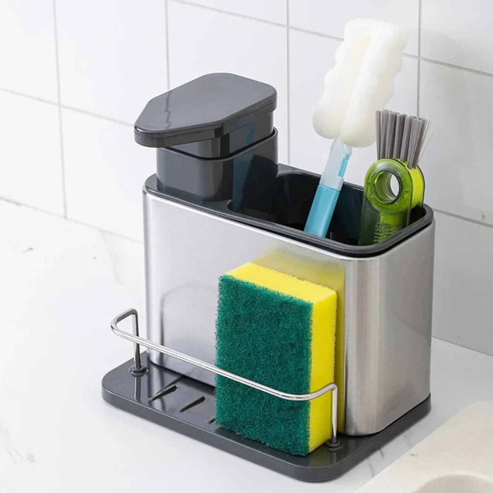 3-in-1 Kitchen Sink Drain Rack Organizer Multi-function Rustproof Tray Drainer Rack Sponge Holder Dishcloth Towel Rack Filter Ba