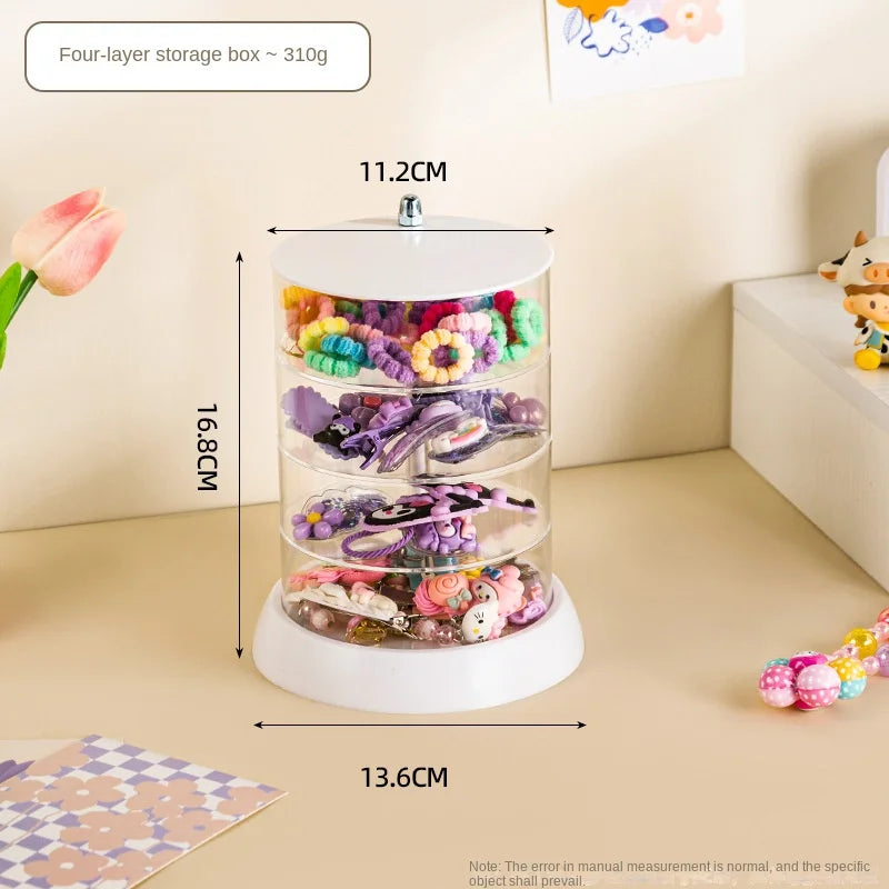 Children'S Hair Accessories Storage Box Multi-Layer Rotating Hair Clip Finishing Girl'S Hair Rope Rubber Band Jewelry Box #3912