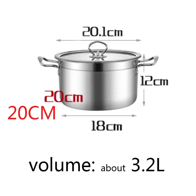 1pcs Stainless Steel Double Bottom Pot Soup Pot Nonmagnetic Cooking Pot Multi-purpose Cookware Non-stick Pan