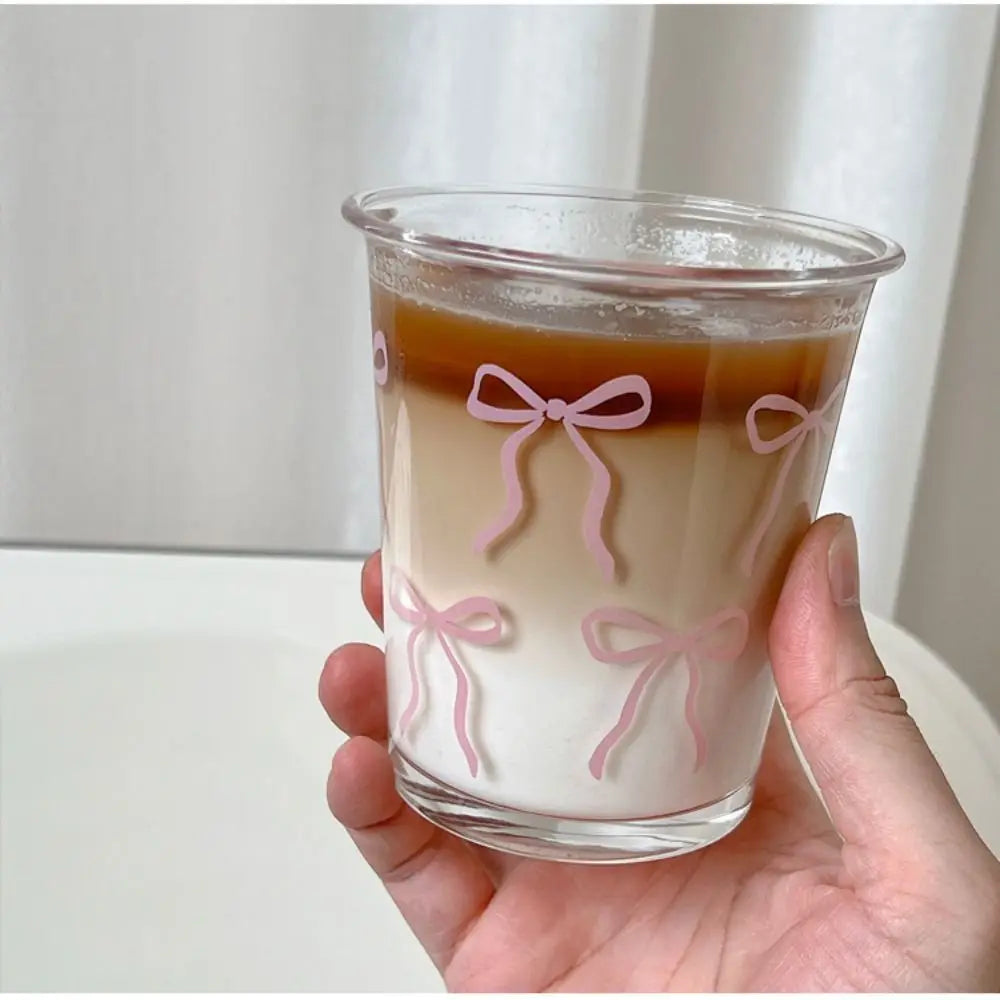 Bow Knot Glass Cup DIY Fragmented Flowers Drinkware Glass Bowl Cold Extract Cup for Summer