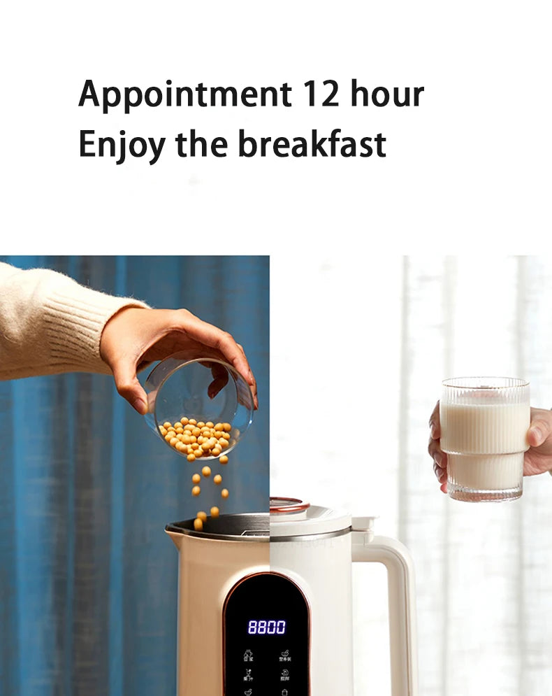 1500ml Soy Milk Machine Electric Juicer Blender Mixer Soybean Milk Maker Wall Breaking Machine 10-leaf Blade Breakfast Machine