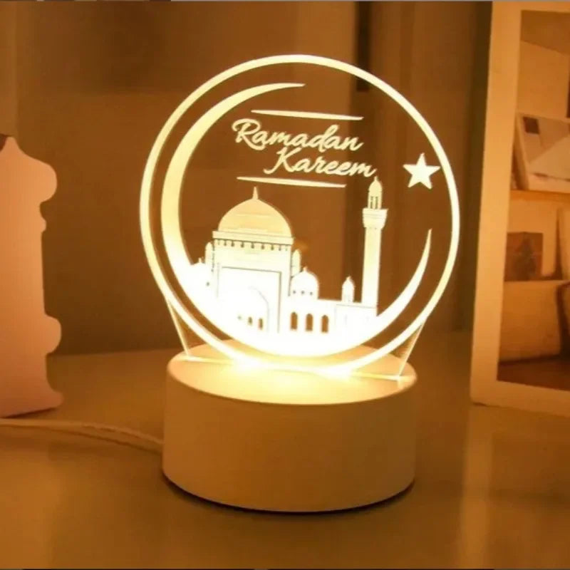 Eid Mubarak 3D Led Lamp Ramadan Night Light Led Moon Star Eid Bedroom Decoration Light Ornament Ramadan Decoration For Home 2025