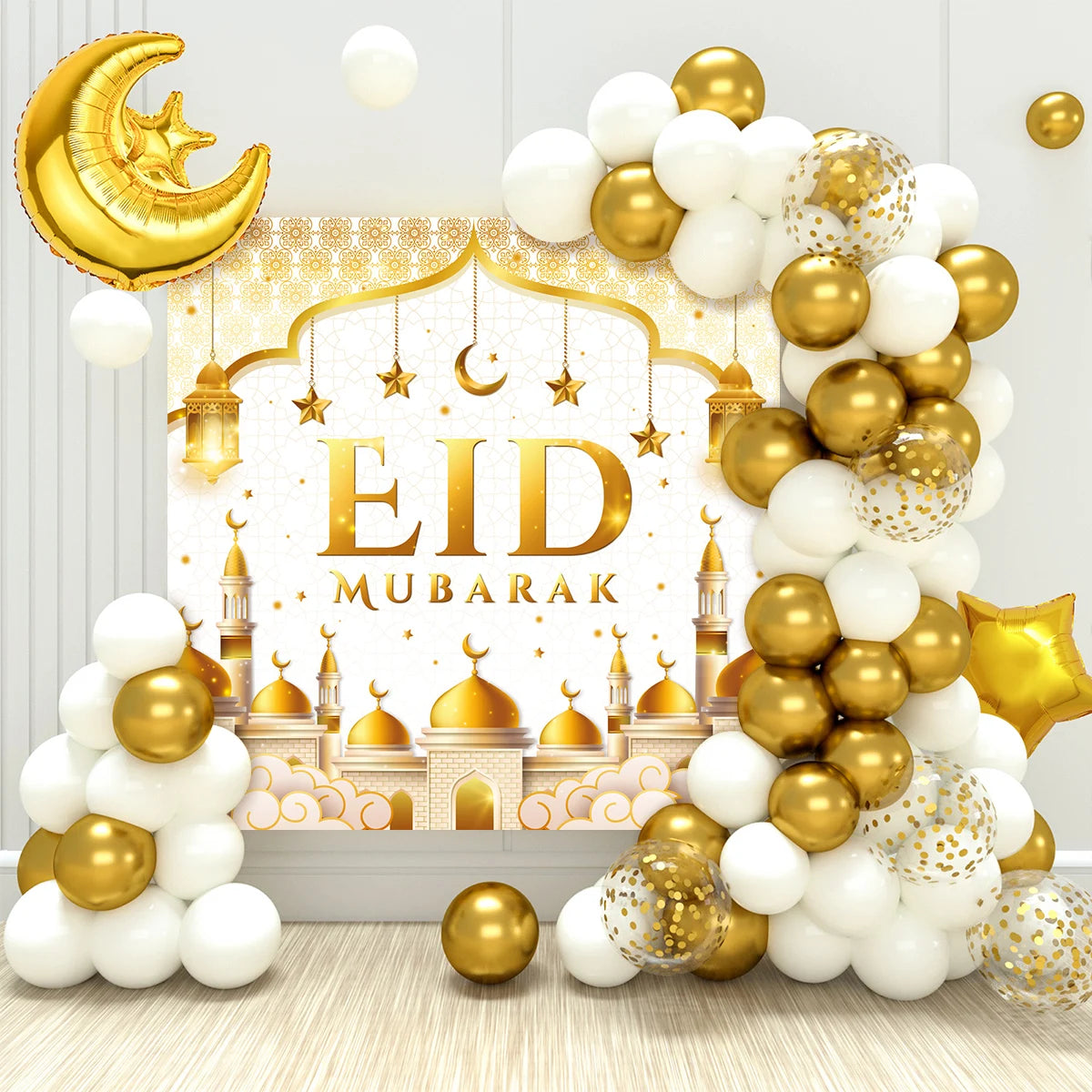 Eid Mubarak Green Gold Balloon Garland Arch Ramadan Kareem Decoration For Home 2025 Ramadan Muslim Islamic Festival Party Decor