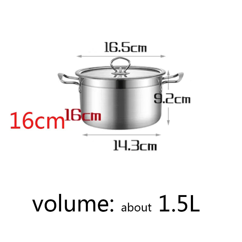 1pcs Stainless Steel Double Bottom Pot Soup Pot Nonmagnetic Cooking Pot Multi-purpose Cookware Non-stick Pan