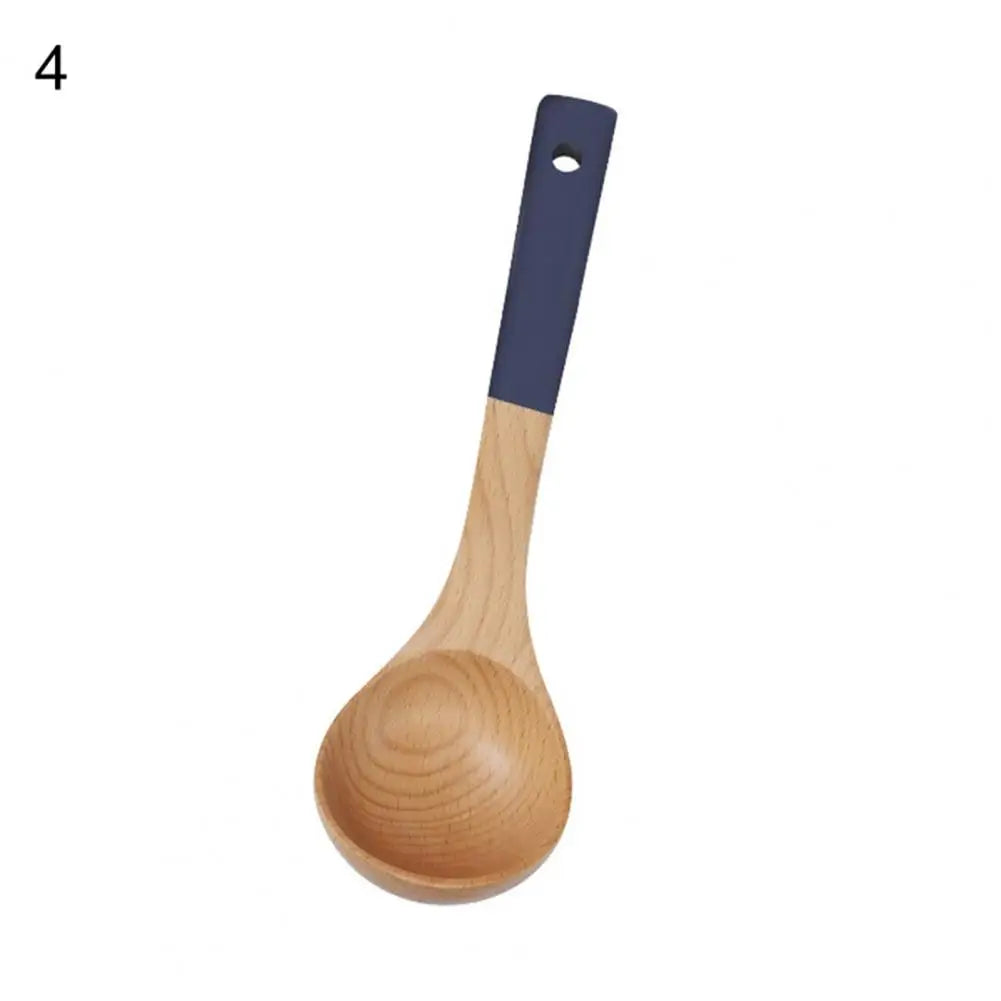 Soup Spoon Fried Spatula Long Handle Heat Resistant Non-stick Beech Wooden Cooking Rice Spatula for Kitchen