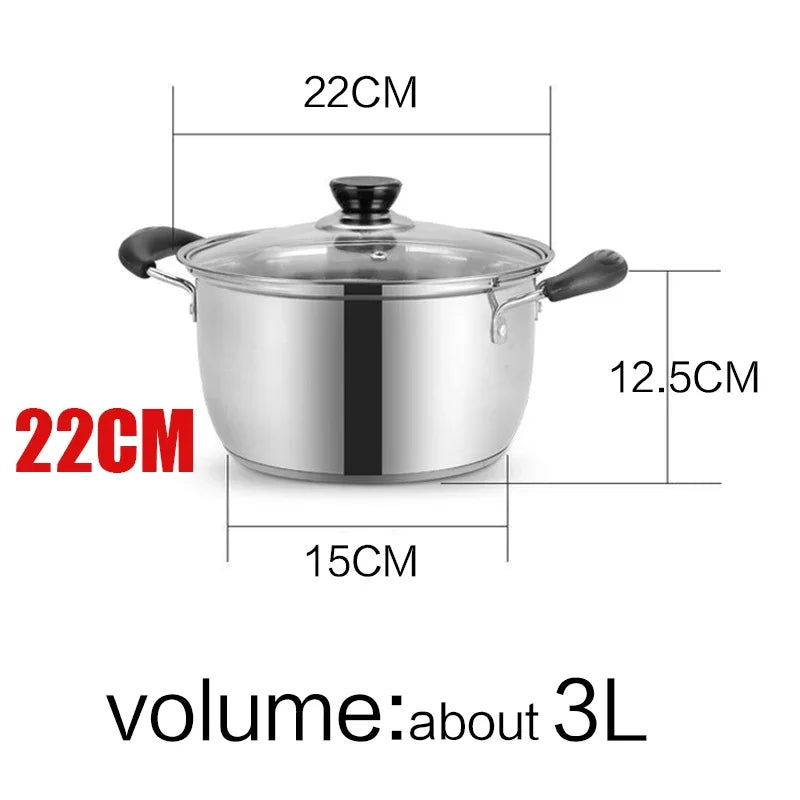 1pcs Stainless Steel Double Bottom Pot Soup Pot Nonmagnetic Cooking Pot Multi-purpose Cookware Non-stick Pan