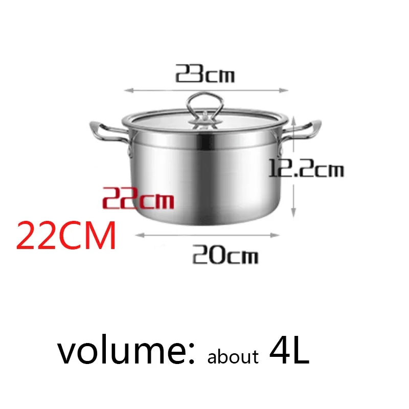 1pcs Stainless Steel Double Bottom Pot Soup Pot Nonmagnetic Cooking Pot Multi-purpose Cookware Non-stick Pan