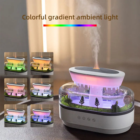 New Raindrop Green Landscape Humidifier, Air Humidifier Diffuser with Essential Oil Aromatherapy Function, Suitable for Home Use