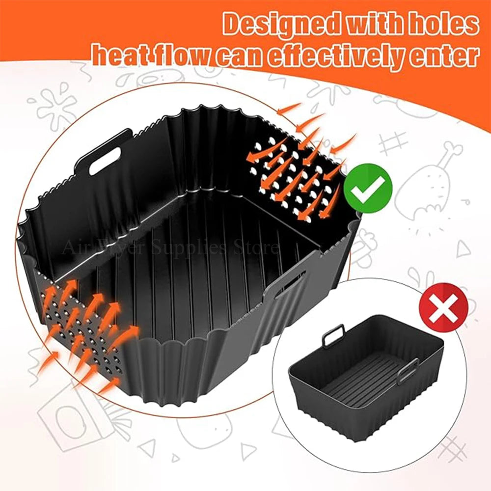 Air Fryer Silicone Liners for Ninja Double Stack SL400 SL401 Air Fryer Basket Oven Baking Tray Reusable Air Fryer Accessories