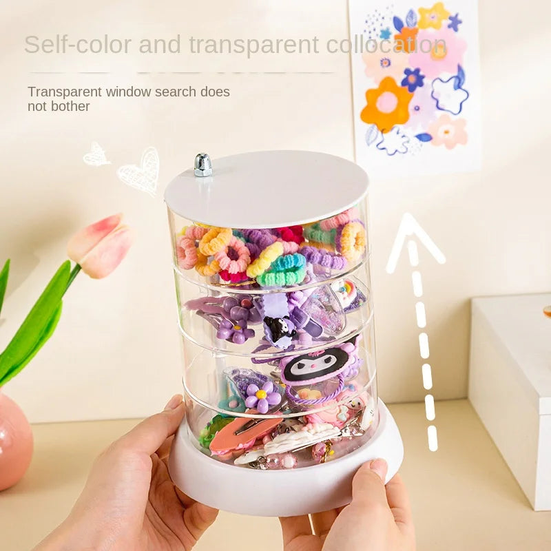 Children'S Hair Accessories Storage Box Multi-Layer Rotating Hair Clip Finishing Girl'S Hair Rope Rubber Band Jewelry Box #3912