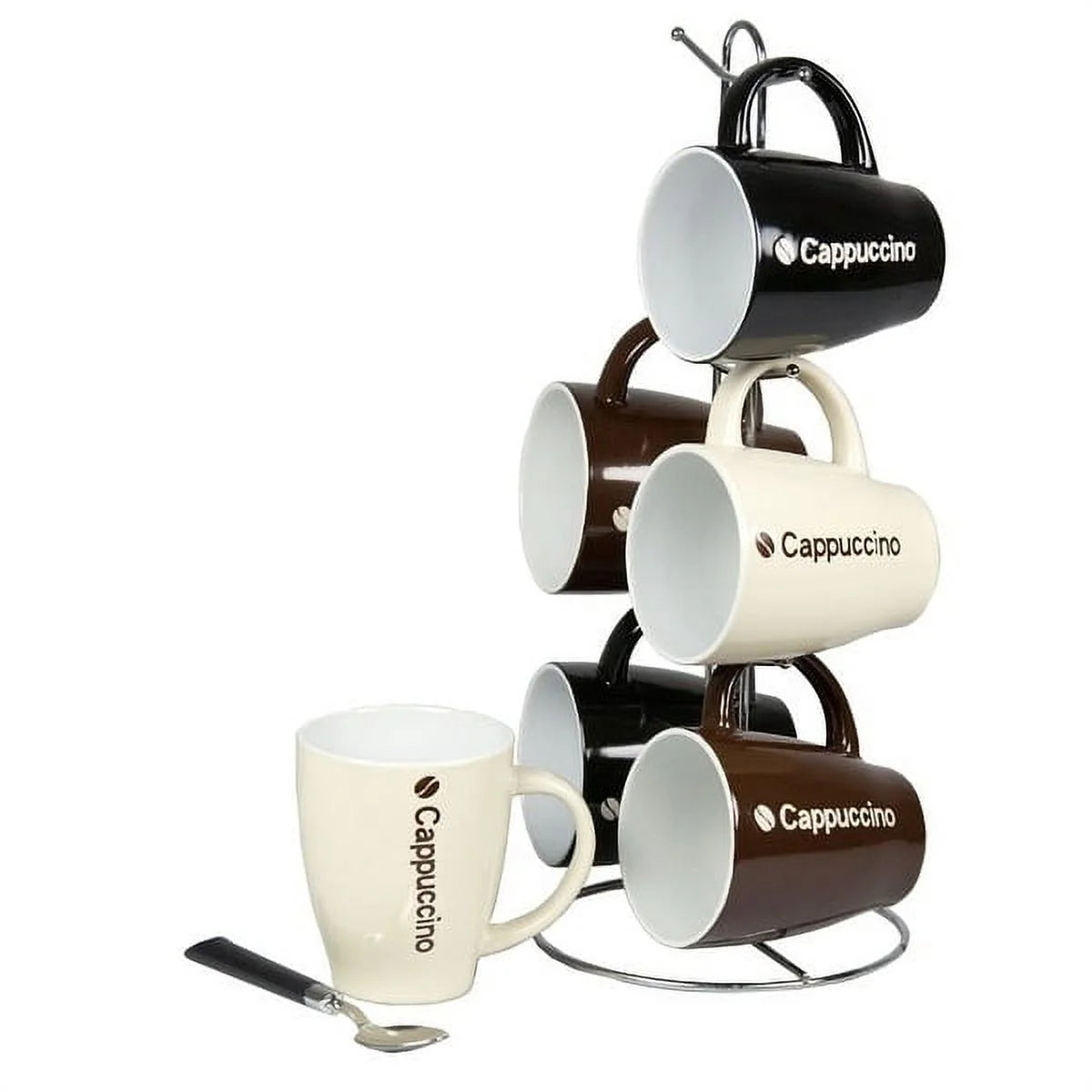 6 Piece Mug with Stand, Cappuccino