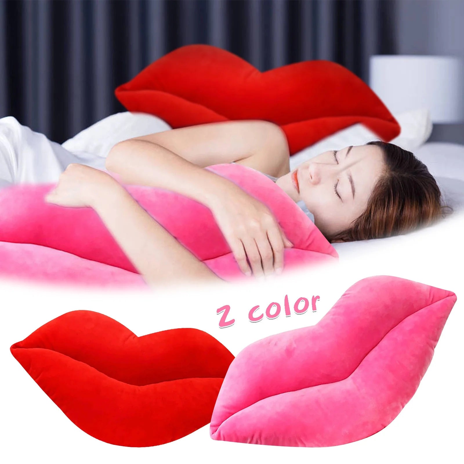 Deals！Hot Pink 3D Lips Throw Pillows,Lips Pillows Decorative Throw Pillows，Kiss Cute Pillow Girls Valentine'S Day Gift Soft Velvet Decorative Reversible Pillow Cushion for Bed Couch,Pink