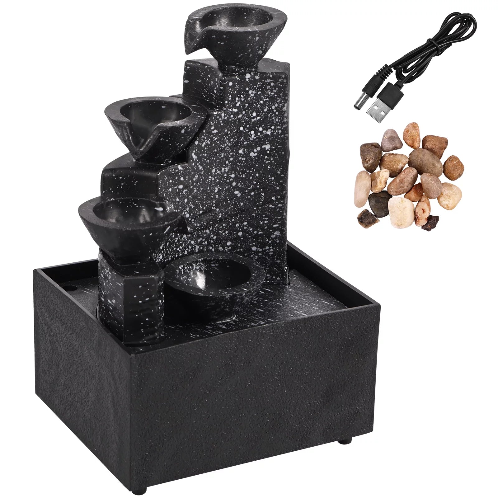 Indoor Tabletop 4-Tier Waterfall Fountain