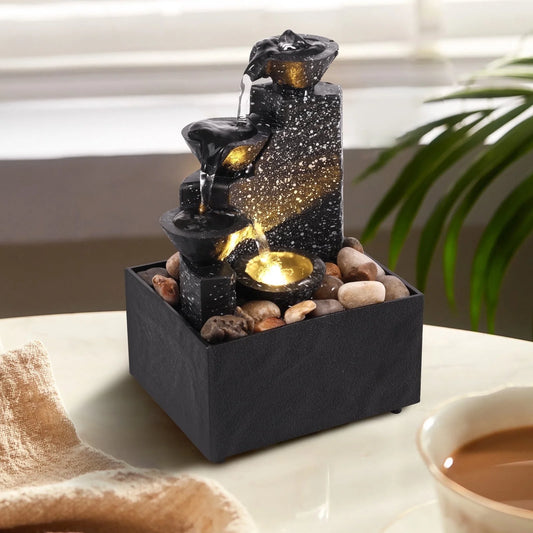 Indoor Tabletop 4-Tier Waterfall Fountain